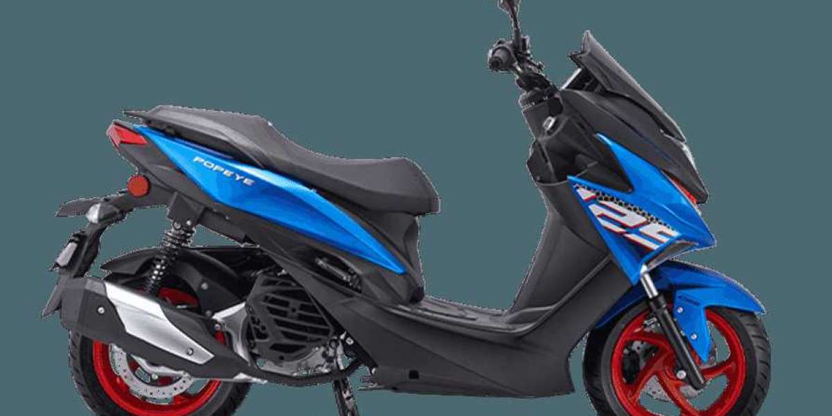 A custom gas scooter is equipped with a powerful engine