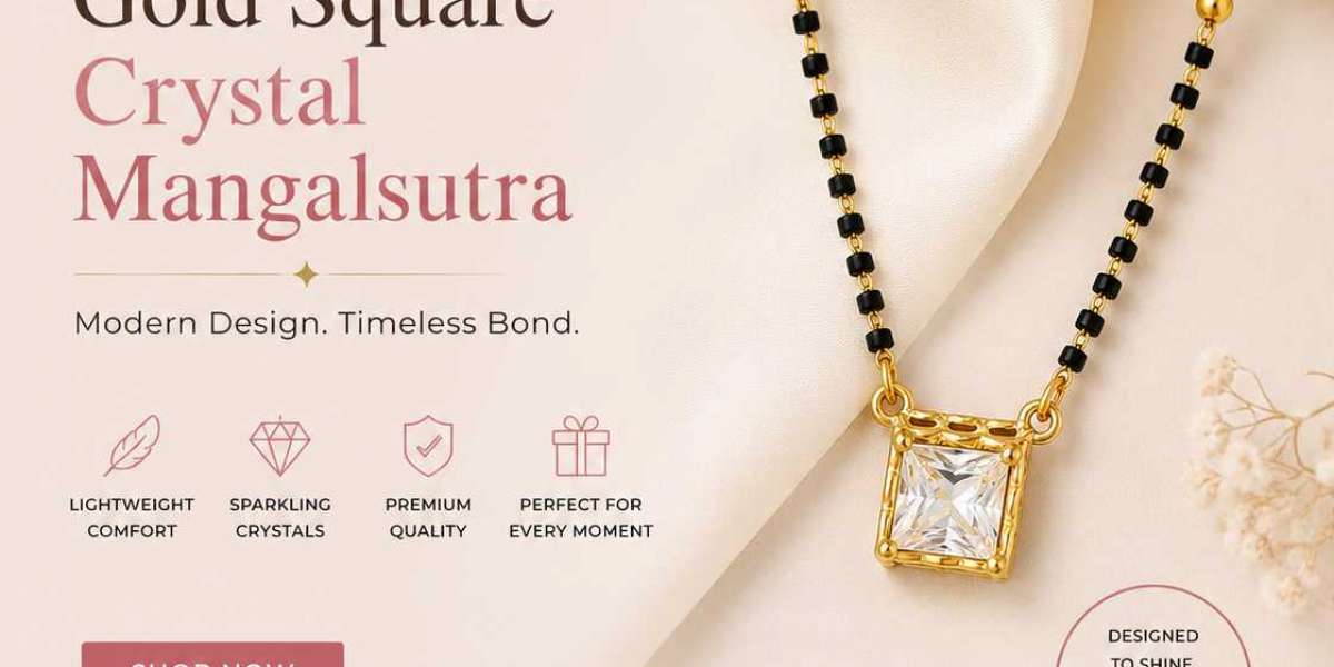 Gold Square Crystal Mangalsutra – The Perfect Blend of Modern Elegance and Tradition